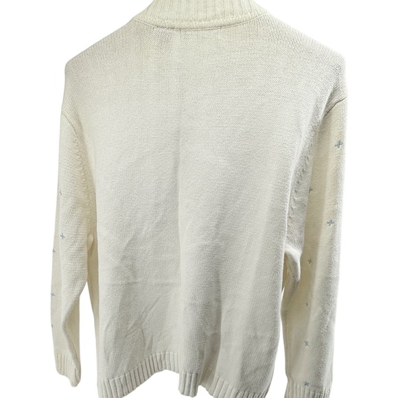 Vtg Crystal Kote Womens XL Cream Skiing Ice Skating Embroidered Zip Up Sweater - Picture 5 of 9